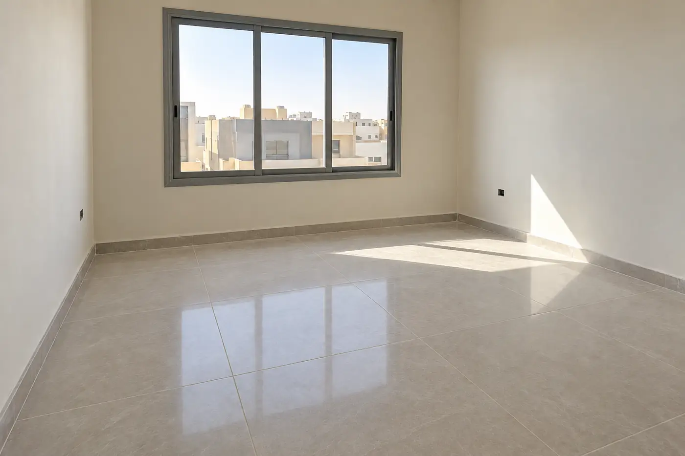 نفس الغرفة بعد تنظيف ما بعد التشطيب